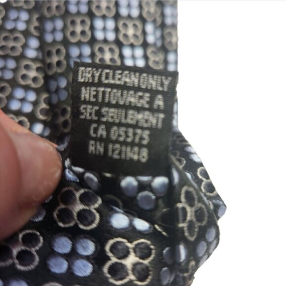 Pronto Uomo Geometric Necktie Men's Silk Tie 100% Silk Tie Blue and Black - Picture 5 of 6
